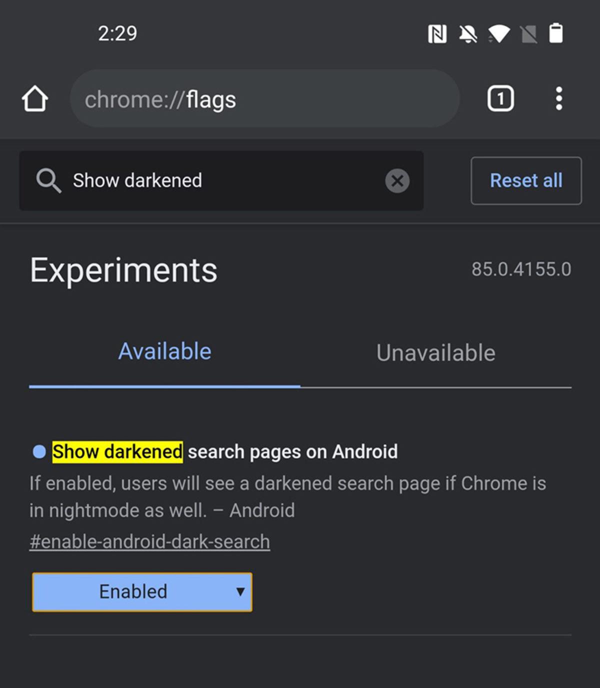 Chrome’un Mobil Sürümündeki Google Arama Sayfasına Karanlık Mod Geliyor