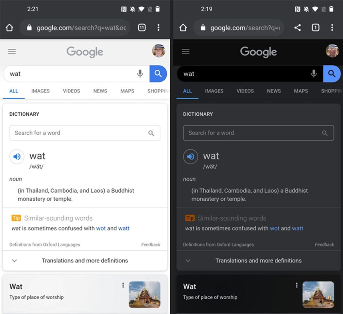 Chrome’un Mobil Sürümündeki Google Arama Sayfasına Karanlık Mod Geliyor