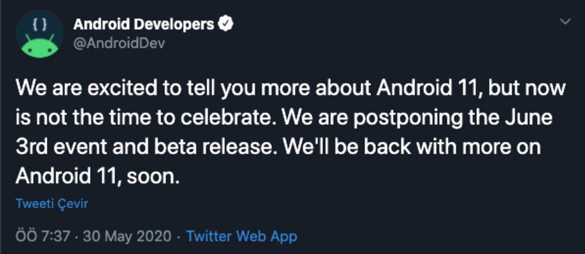 Google, Android 11 Beta Sürümünün Ertelendiğini Duyurdu