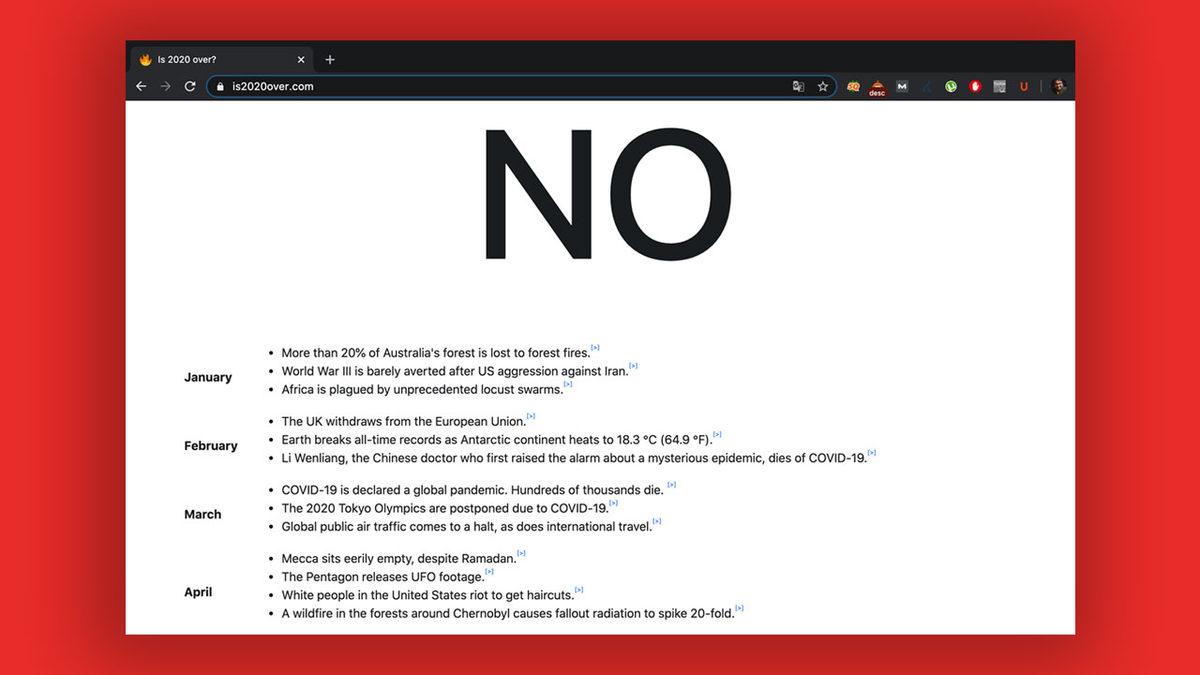 2020’de Yaşanan Her Şeyi 200 Kelimede Özetleyen İnternet Sitesi Açıldı