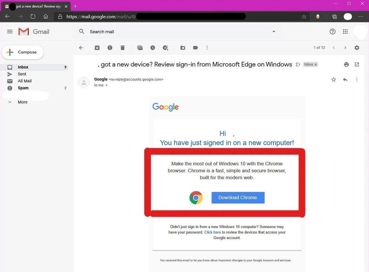 Edge’in Çıkışından Rahatsız Olan Google, Gmail Kullanıcılarına Chrome Reklamı Yapıyor