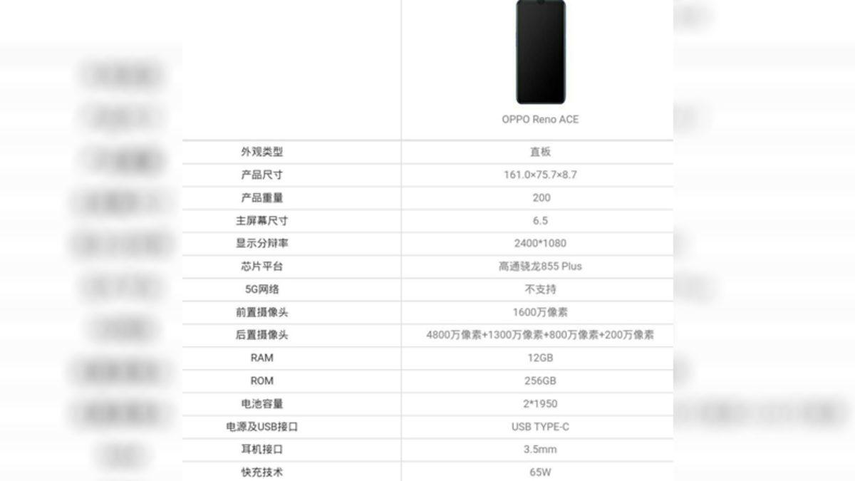 ‘Amiral Gemisi Katili’ Oppo Reno Ace’in Özellikleri, TENAA’da Ortaya Çıktı