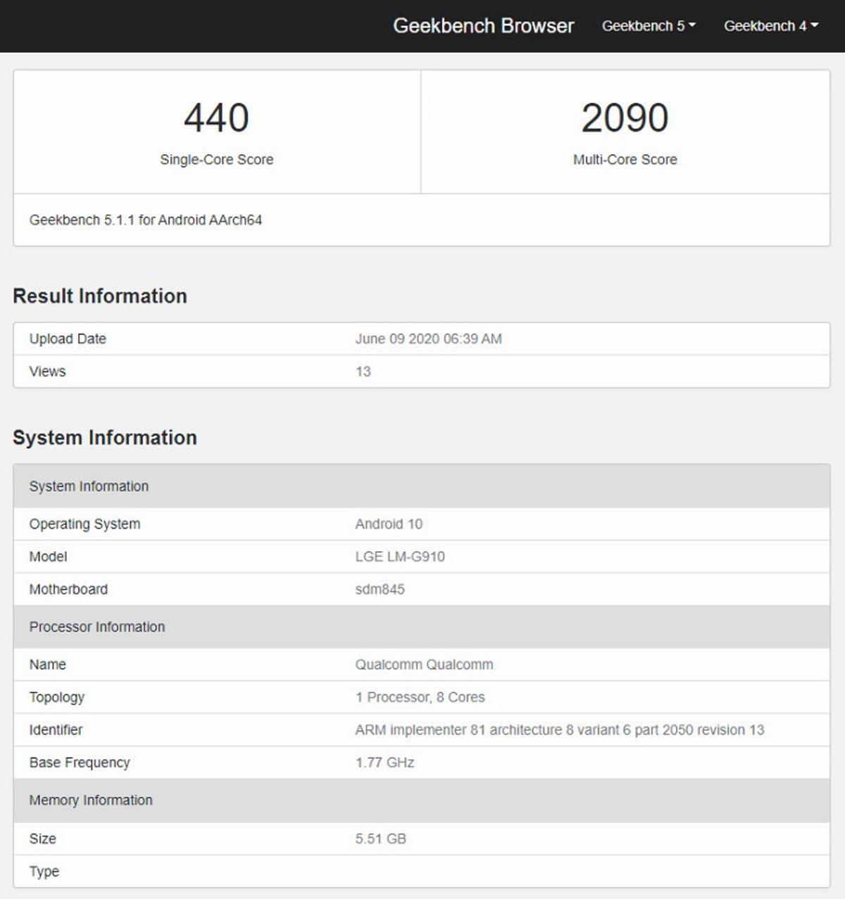 LG Velvet’in Uygun Fiyatlı 4G Versiyonunun Bazı Teknik Özellikleri Ortaya Çıktı