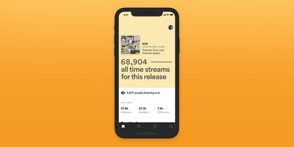 Spotify, Sanatçılar İçin Olan Uygulamasında Artık Gerçek Zamanlı İstatistikleri Gösterecek