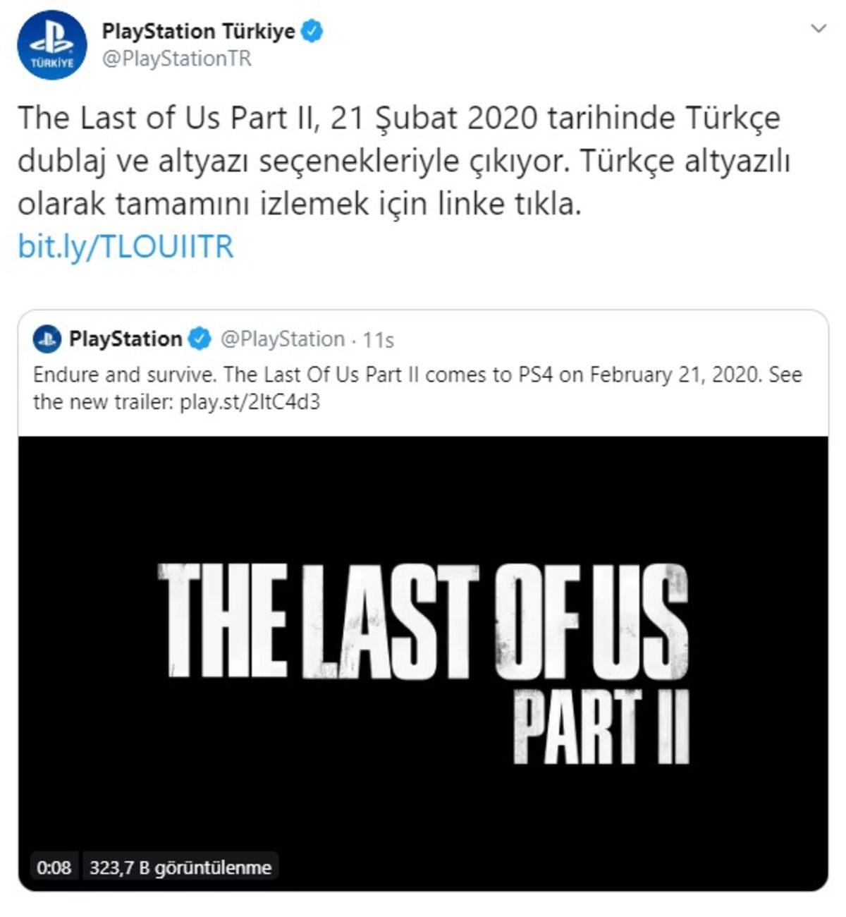 PlayStation Türkiye’den Açıklama: The Last of Us: Part II, Türkçe Olacak