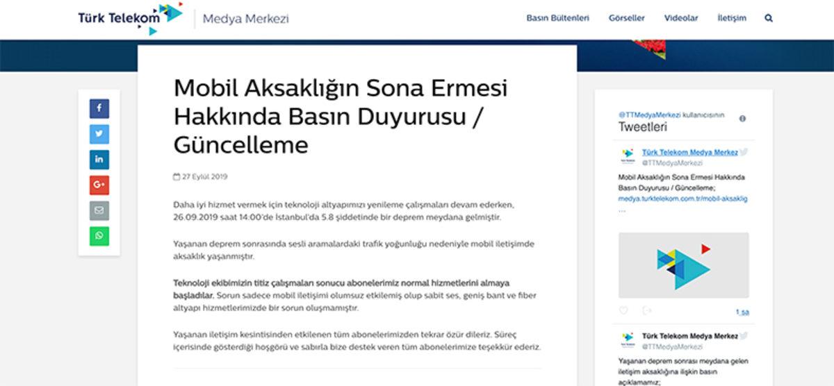 İstanbul Depremi Sonrası Türk Telekom’dan Beklenen Açıklama Geldi