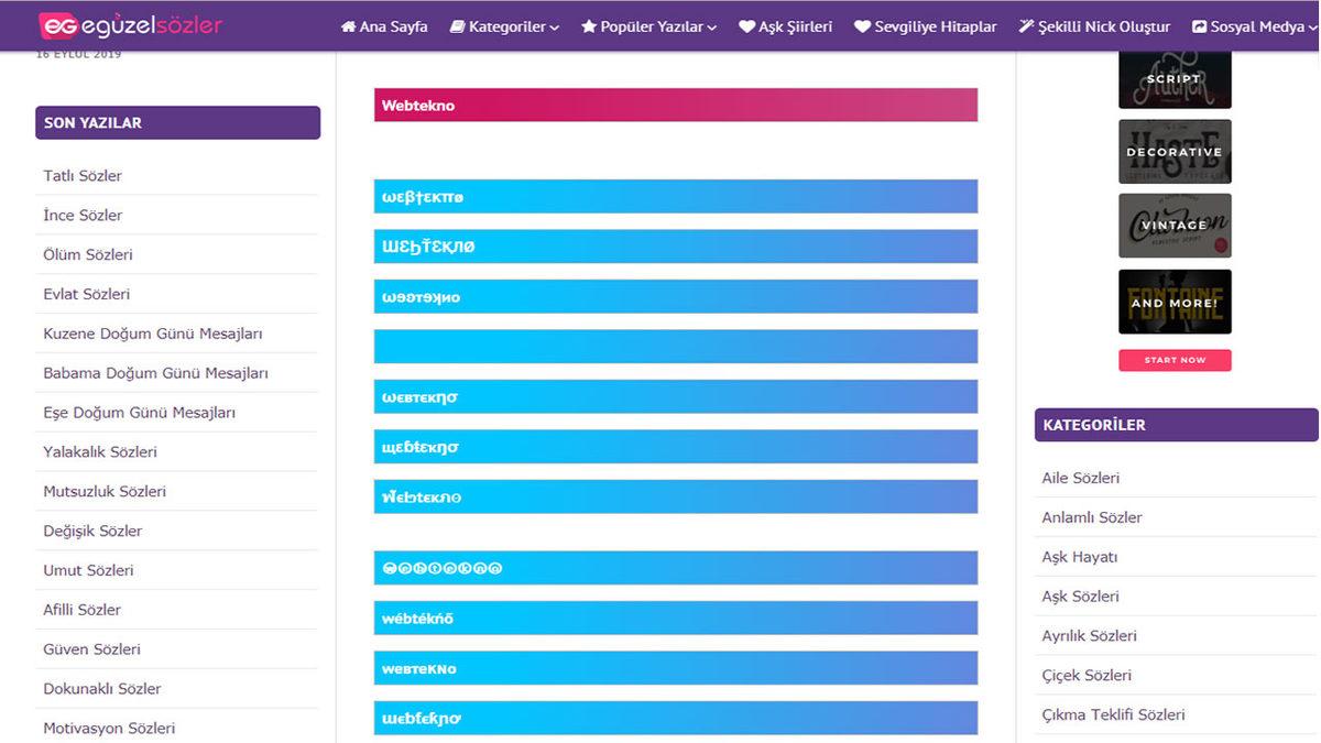 Şekilli Şukullu Nick Oluşturabileceğiniz 9 İnternet Sitesi