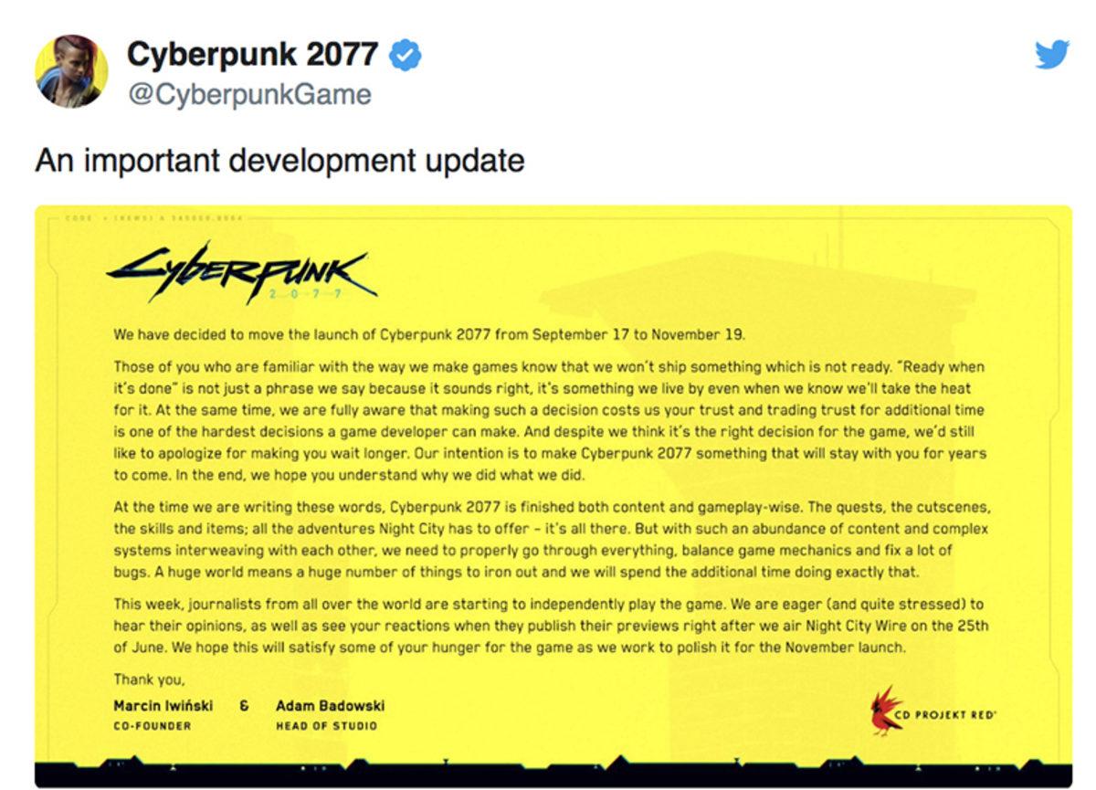 Cyberpunk 2077’nin Çıkışı İkinci Defa Ertelendi