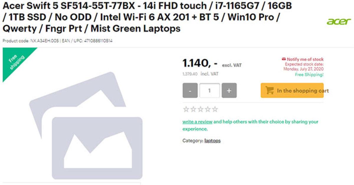 Intel Tiger Lake İşlemcili Acer Swift 5 Dizüstü Bilgisayarlar Ortaya Çıktı