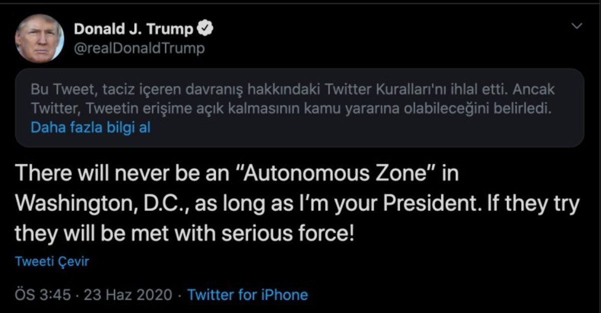 Twitter, Donald Trump’ın Bir Tweetini Daha Gizledi ve Uyarı Etiketi Koydu