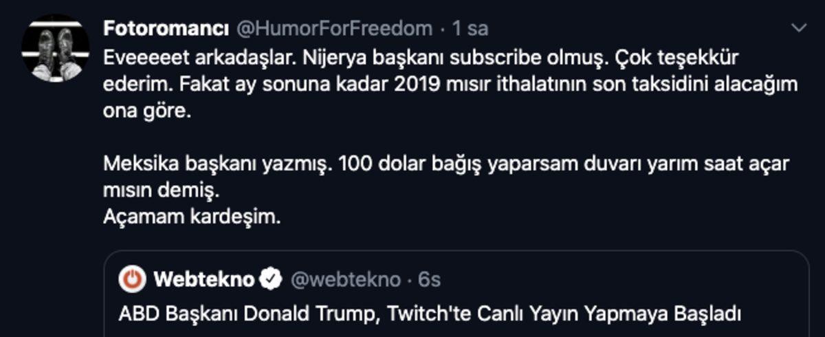 Trump’ın Twitch Yayıncısı Olma Kararına Gelen Birbirinden Komik 30 Yorum