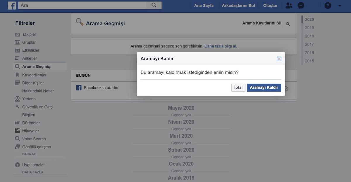 Facebook Arama Geçmişi Nasıl Silinir?