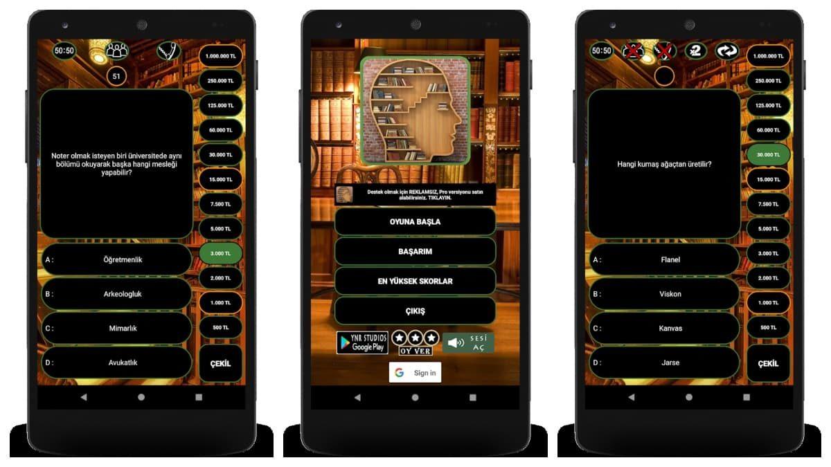 Bil ve Fethet Benzeri Bilgi Yarışması Tabanlı 11 Mobil Oyun