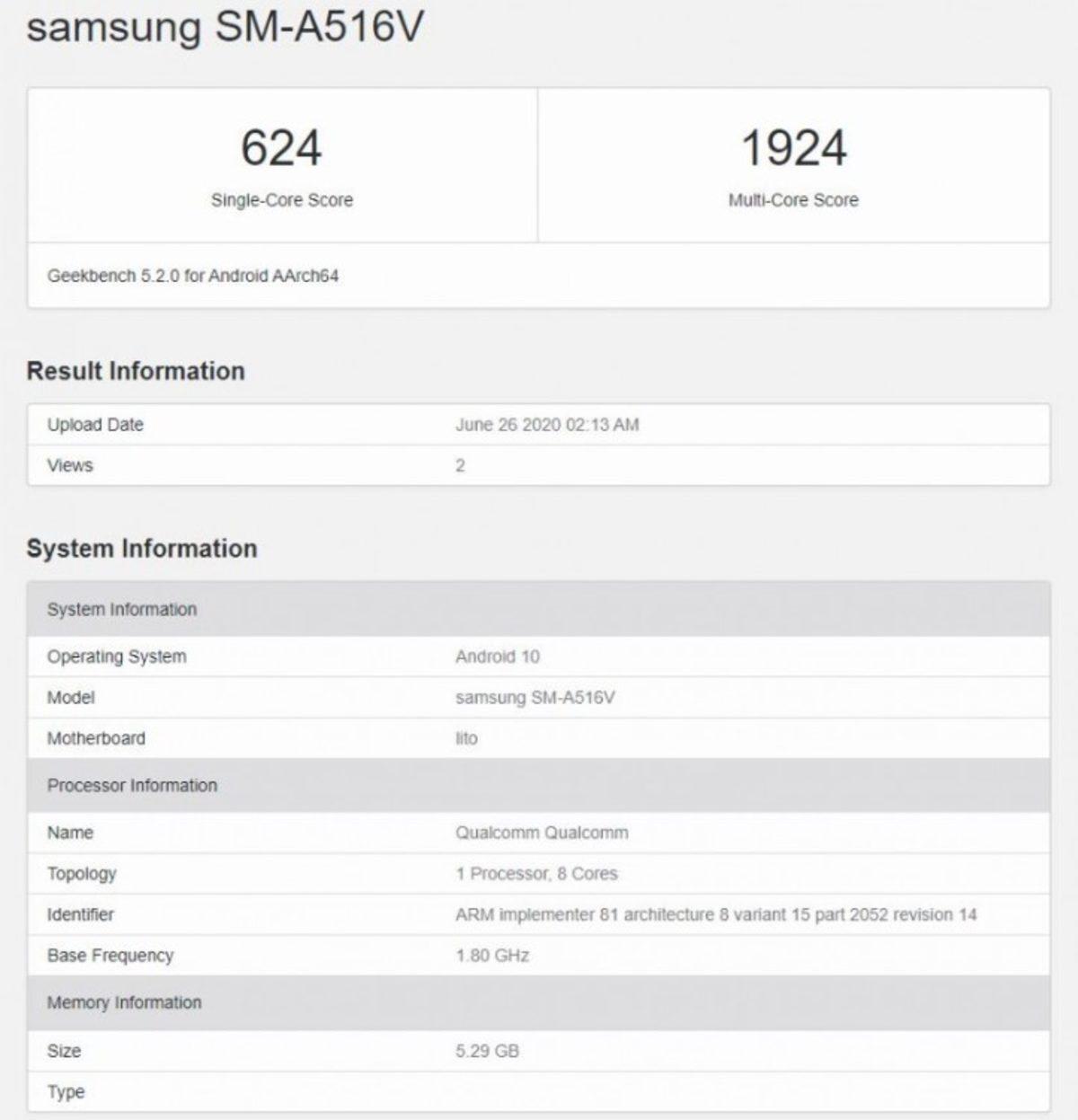 Samsung Galaxy A51s 5G, Geekbench’te Ortaya Çıktı