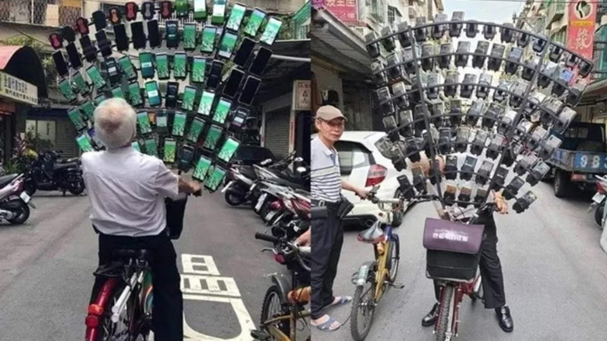 Pokemon Go Oynamak İçin Tam 64 Telefonu Bisikletine Bağlayan Tayvanlı Dede