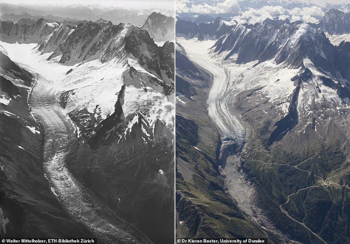 Alplerin 100 Yıldaki Buz Kaybını Ortaya Koyan İçler Acısı Kuş Bakışı Fotoğraflar