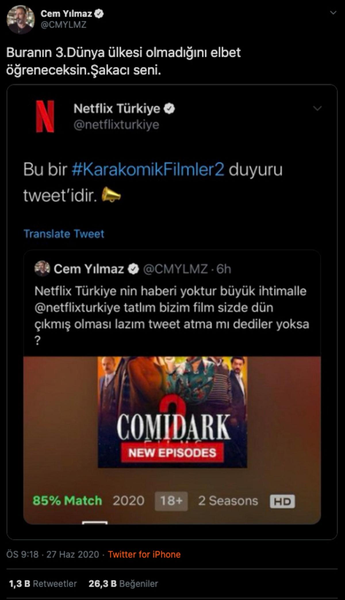 Cem Yılmaz’dan Netflix’e Efsane Ayar: Buranın Üçüncü Dünya Ülkesi Olmadığını Öğreneceksin