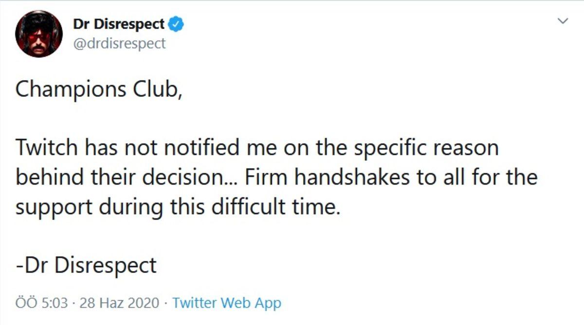 Dr. Disrespect, Dünkü Twitch Yasağının Ardından İlk Kez Konuştu