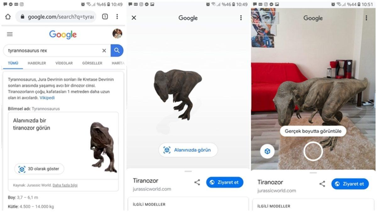 Google Arama, AR ile Dinozorları Evinizin Salonuna Getiriyor