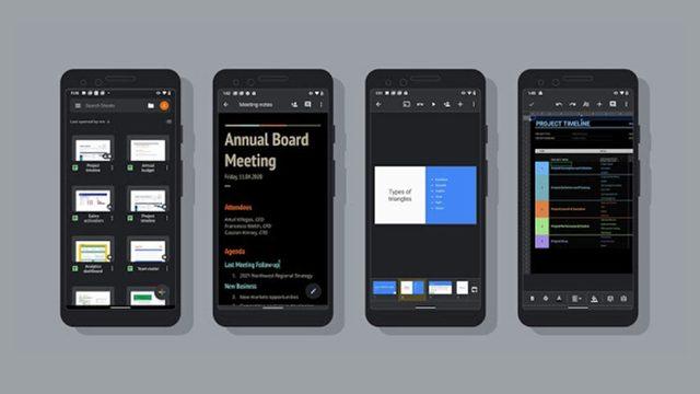 Android İçin Google Dokümanlar’a, E-Tablolar’a ve Slaytlar’a Karanlık Mod Geldi