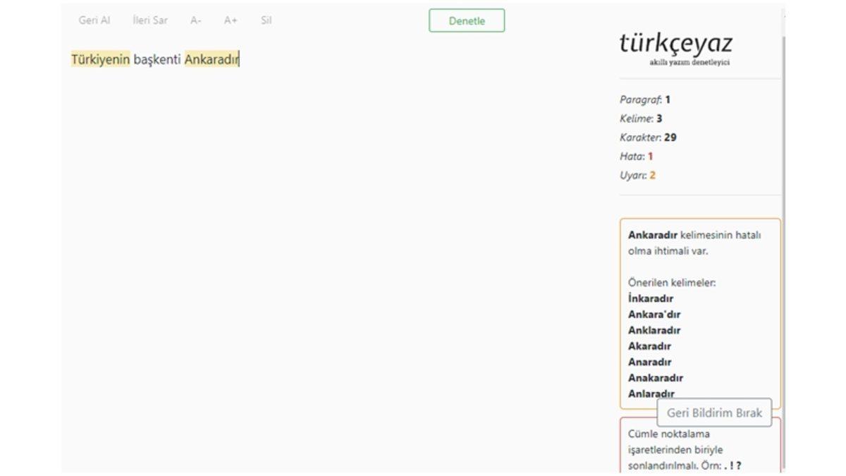 Kurduğunuz Cümlelerdeki Yazım Yanlışlarını Anında Gösteren Türkçe Site
