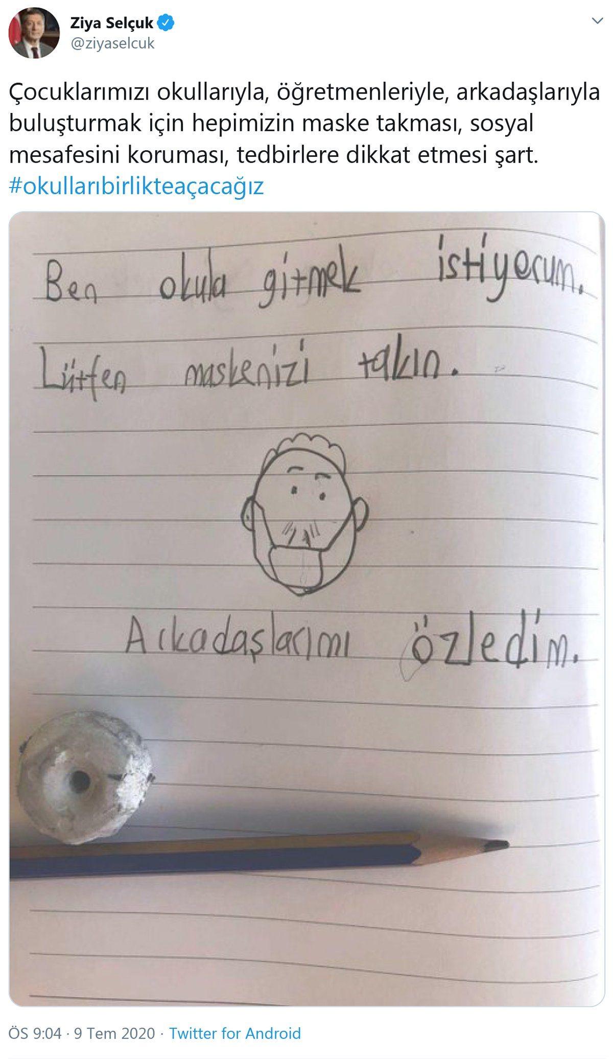 Milli Eğitim Bakanı Ziya Selçuk: Uzaktan Eğitime veya Seyrekleştirme Modeline Hazırız