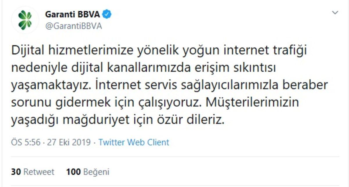Garanti BBVA’nın İnternet Sitesi ve Mobil Uygulaması Çöktü
