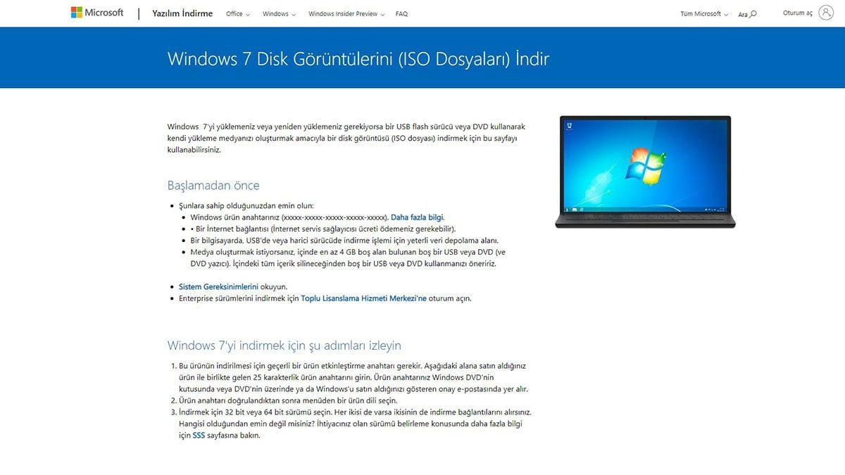 Windows 7 ISO Türkçe İndirme ve Kurulum İşlemleri - 2020