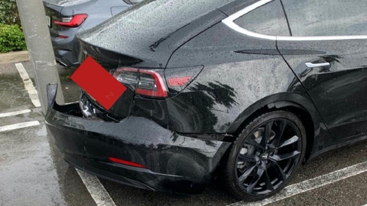 Tesla Model 3 Arka Tamponunun Su Birikintisine Takılıp(!) Düştüğü Viral Video