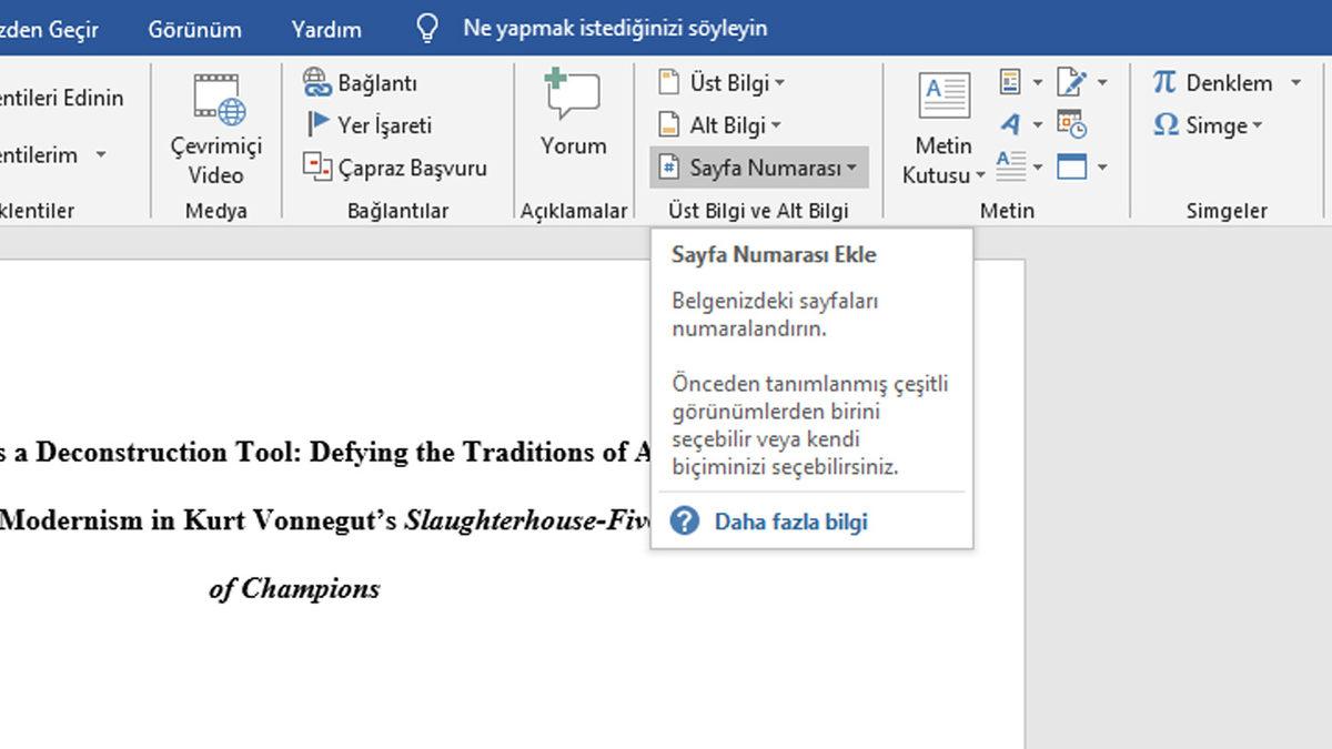 Word’de Sayfa Numarası Ekleme Nasıl Yapılır?