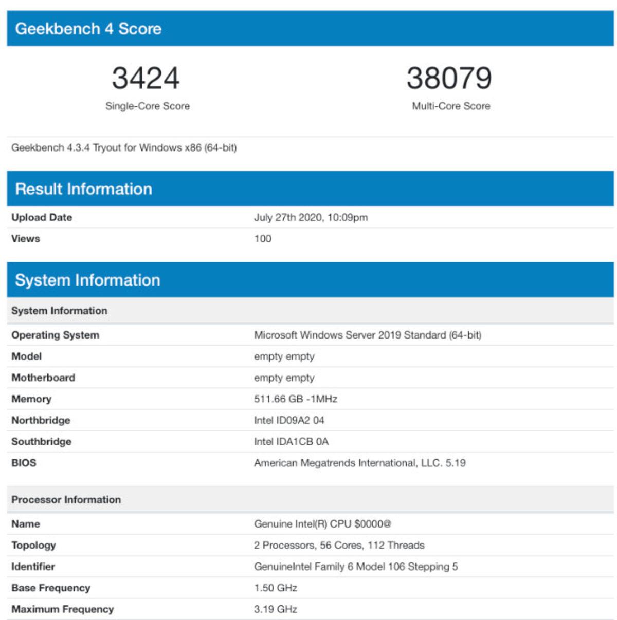 Intel’in 28 Çekirdekli Ice Lake-SP Xeon İşlemcisi Geekbench’te Ortaya Çıktı