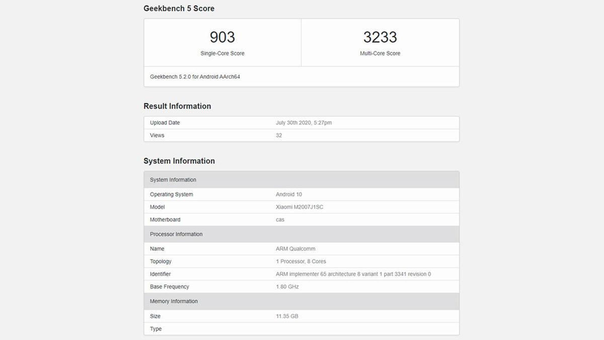 Xiaomi Mi 10 Pro Plus Olduğu İddia Edilen Bir Telefon, Geekbench’te Gözüktü