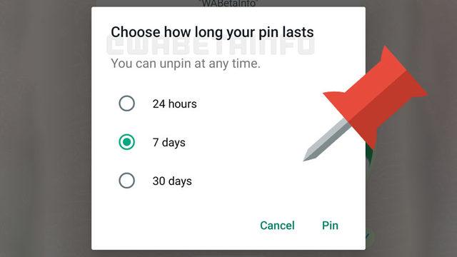 WhatsApp’a Süreli Mesaj Sabitleme Geliyor