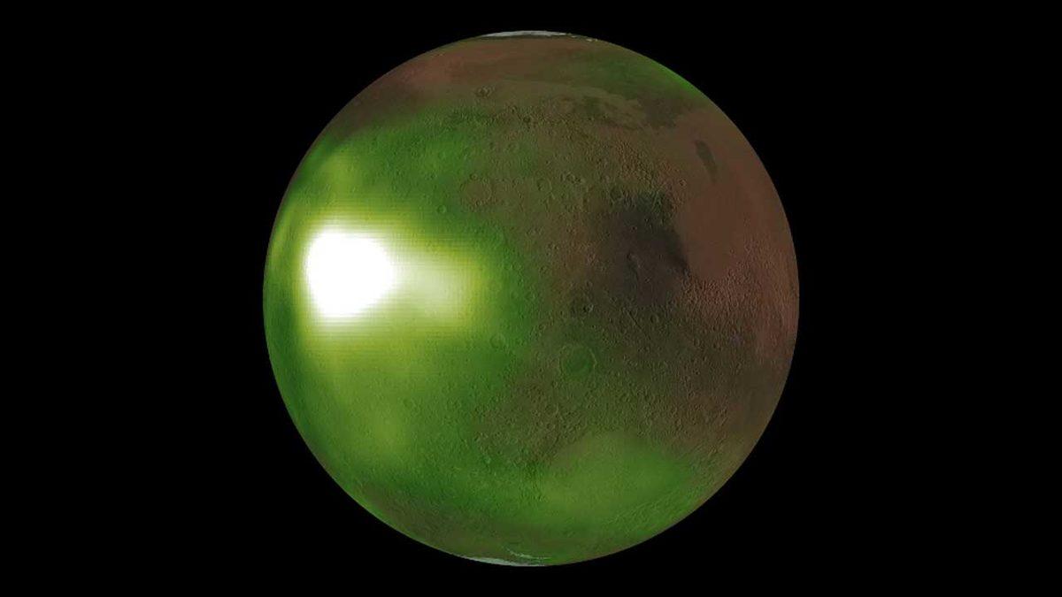 NASA, Kızıl Gezegen Mars’ın ’Yeşil Yeşil’ Parladığını Ortaya Koydu (Video)