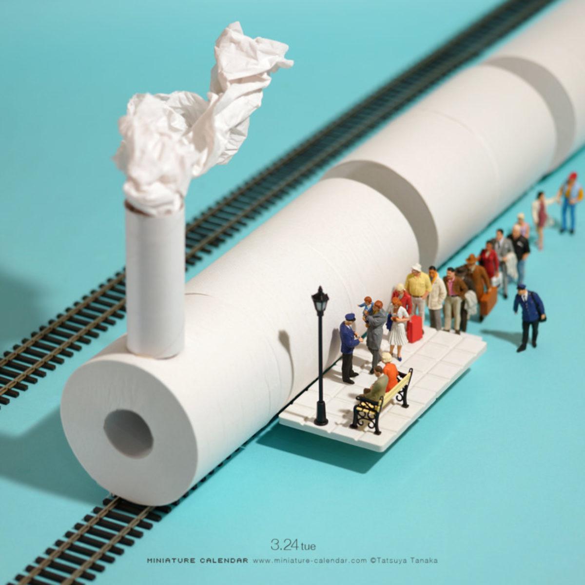 Bir Tasarımcı, Maske ve Tuvalet Kağıtlarıyla Nefes Kesen Minyatürler Oluşturdu