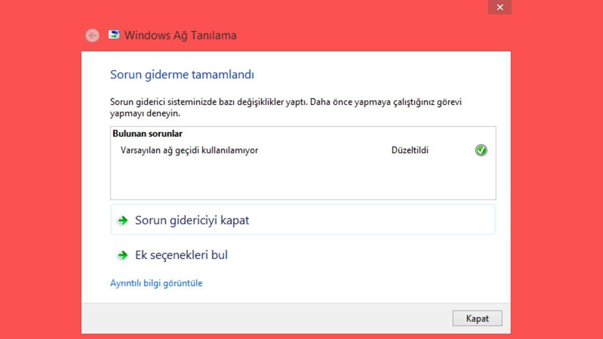 Varsayılan Ağ Geçidi Kullanılamıyor Hatası Nasıl Çözülür?
