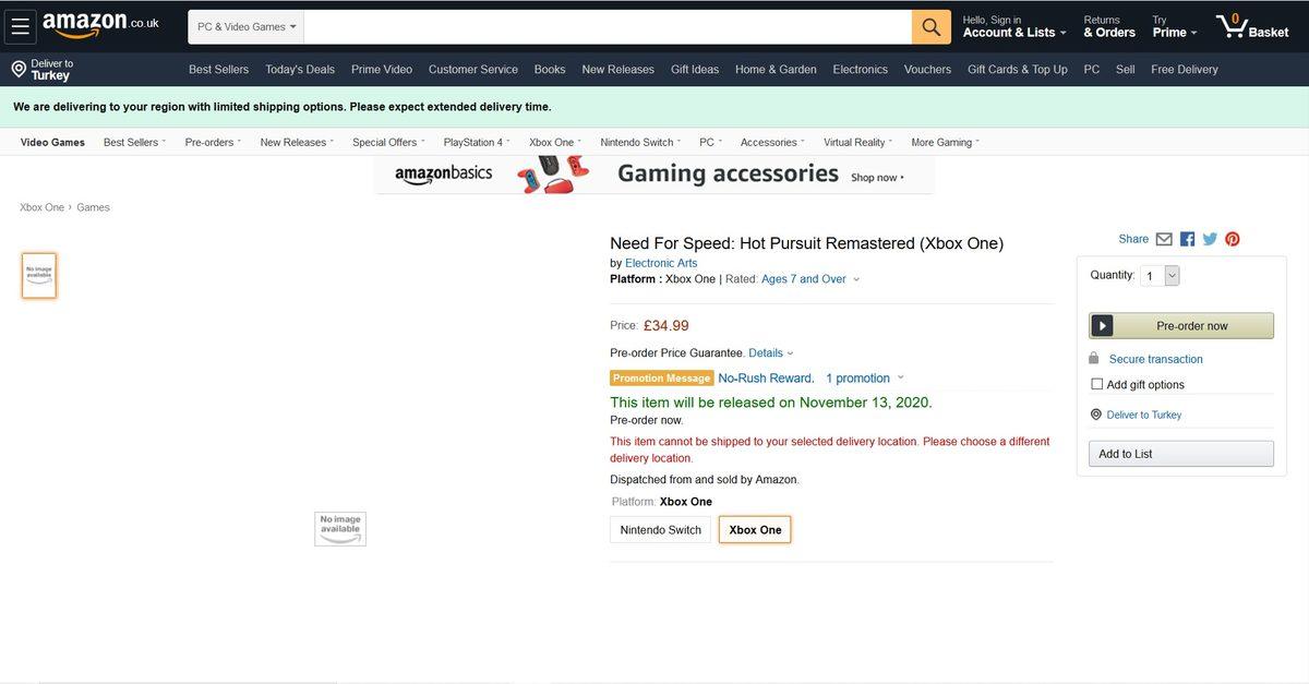 Need for Speed: Hot Pursuit Remastered, Amazon’da Ortaya Çıktı