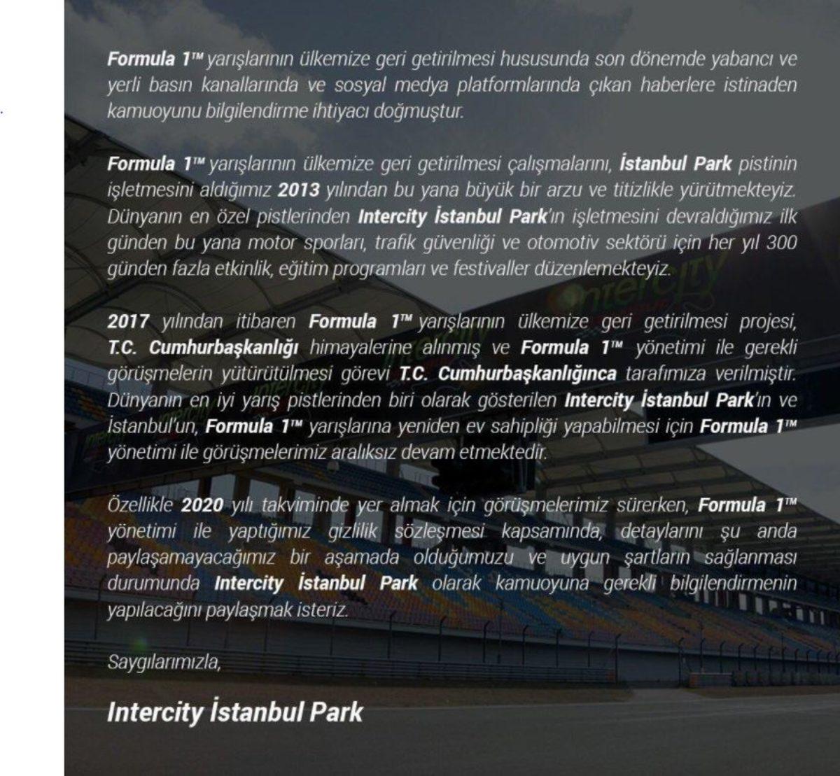 Sky Sport İtalya’ya Göre Formula 1 Yıllar Sonra Türkiye’ye Geri Dönecek