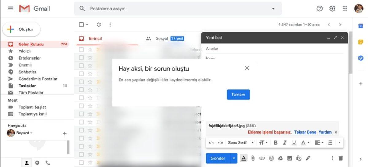 Gmail Çöktü! An İtibarıyla Gmail Üzerinden Dosya Gönderilemiyor