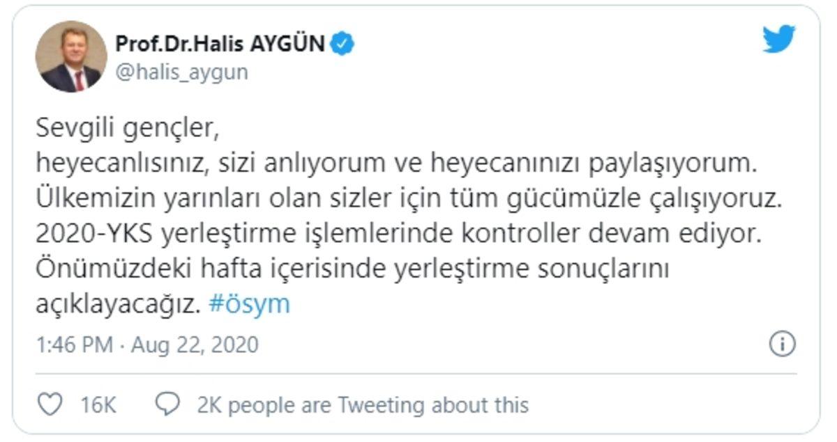 ÖSYM Başkanı: “Yerleştirme Sonuçları Hafta İçinde Açıklanacak”