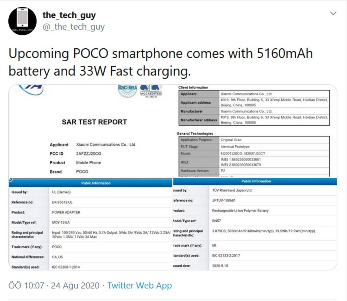 5.160 mAh Bataryalı Yeni Bir POCO Modeli Ortaya Çıktı