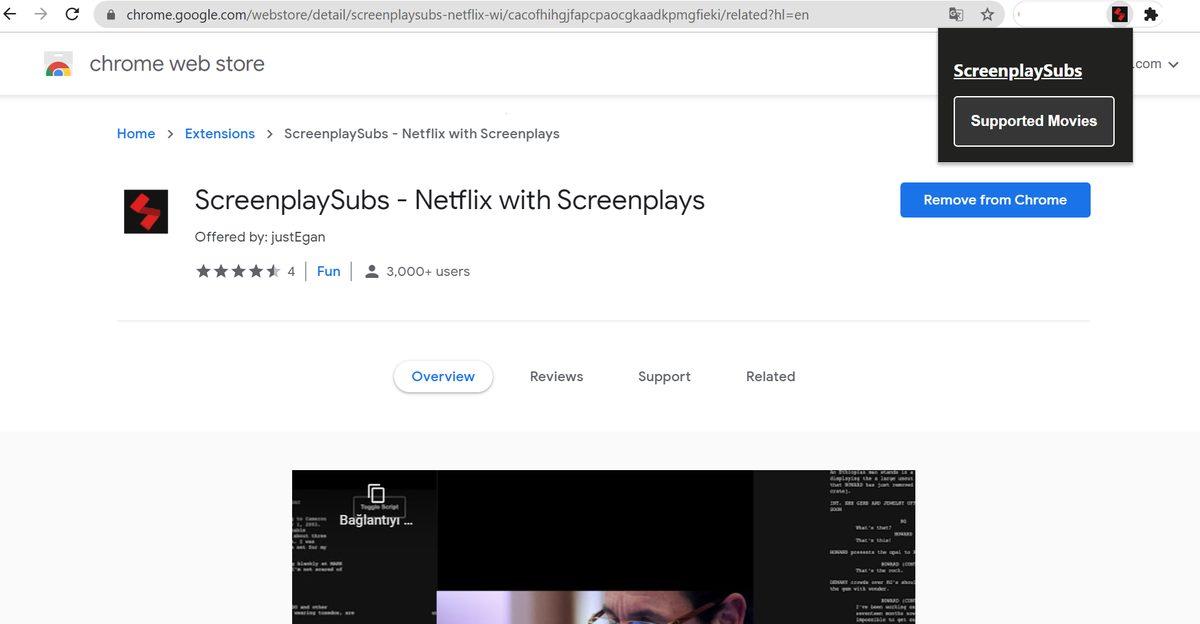 Netflix’te Film İzlerken Senaryosunu da Gösteren Google Chrome Eklentisi: ScreenplaySubs