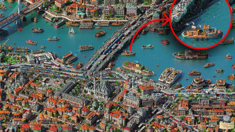 Bir Türk Sanatçının 8 Ayda Çizdiği Şahane Detaylara Sahip Havadan İstanbul Görüntüsü