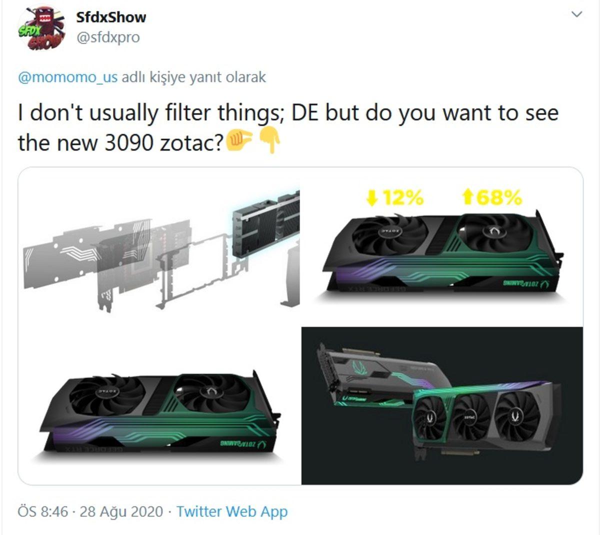 NVIDIA RTX 3000 Serisi Zotac Gaming Ekran Kartının Render Görüntüleri Ortaya Çıktı