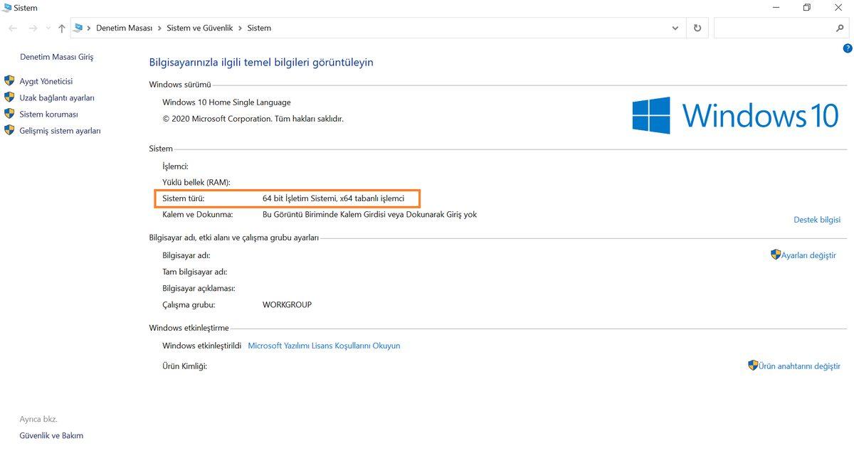 Bilgisayarın Kaç Bit Olduğuna Nasıl Bakılır?