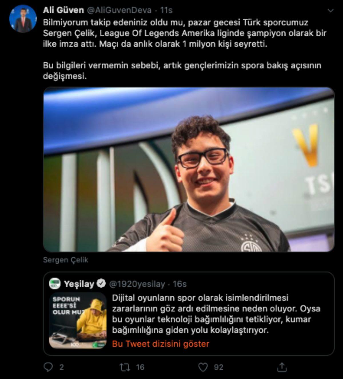 Yeşilay’dan Tartışma Yaratan Espor Paylaşımı: Sporun EEEE’si Olur mu?