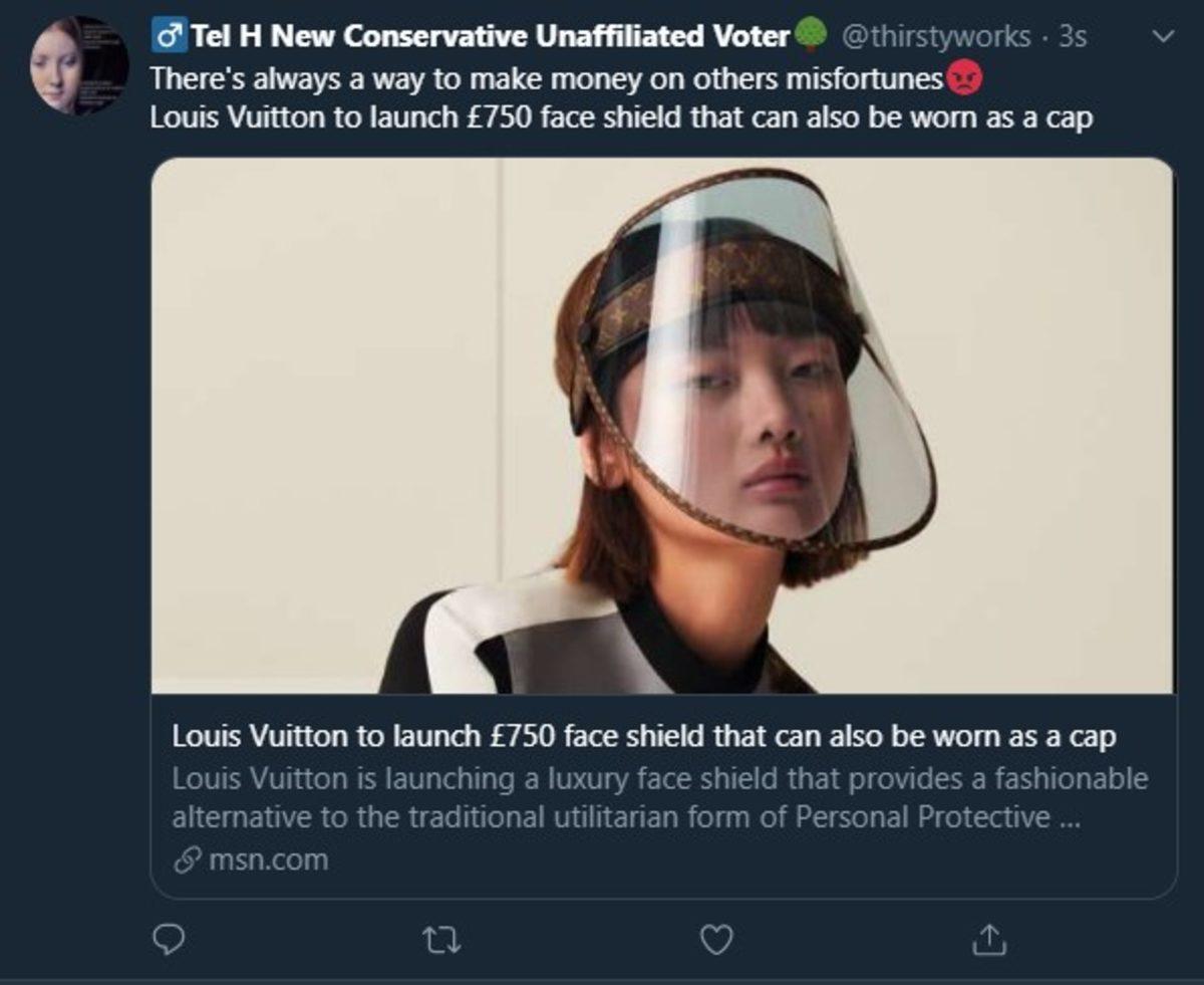 Louis Vuitton İmzalı 7.200 Liralık Yüz Siperliği Sosyal Medyada Tepki Çekti