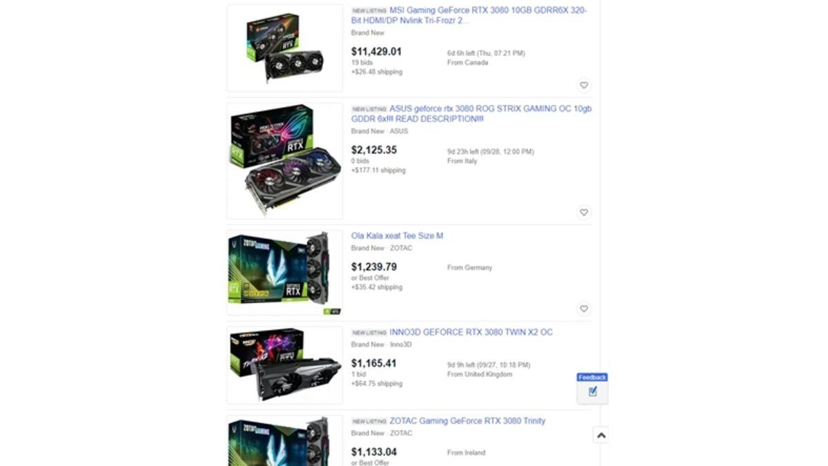 Stokları Tükenen NVIDIA GeForce RTX 3080, eBay’de 99 Bin Dolara(!) Alıcı Buldu