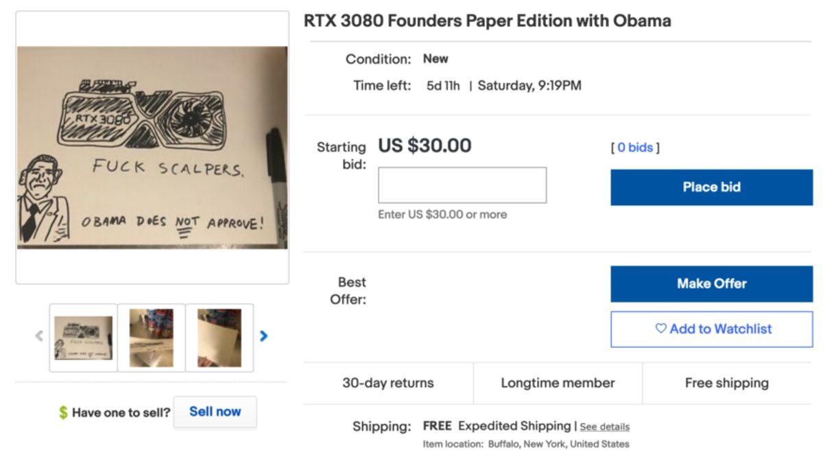 Kara Borsacıları Protesto Etmek İsteyen Oyuncular, eBay’de Troll RTX 3080 İlanları Açtı