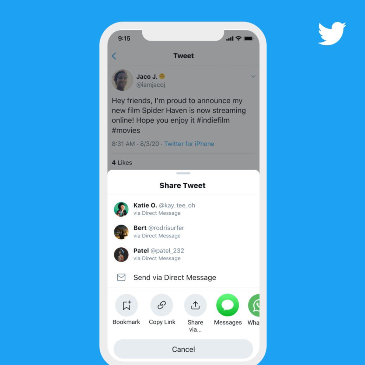 Twitter, iOS Uygulaması İçin Yeni Paylaş Menüsünü Yayınladı